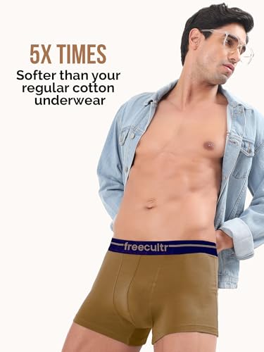 Image of Freecultr Men's Cotton Trunks | Breathable & Moisture Absorbing | Soft Comfort Fit | Everyday Innerwear