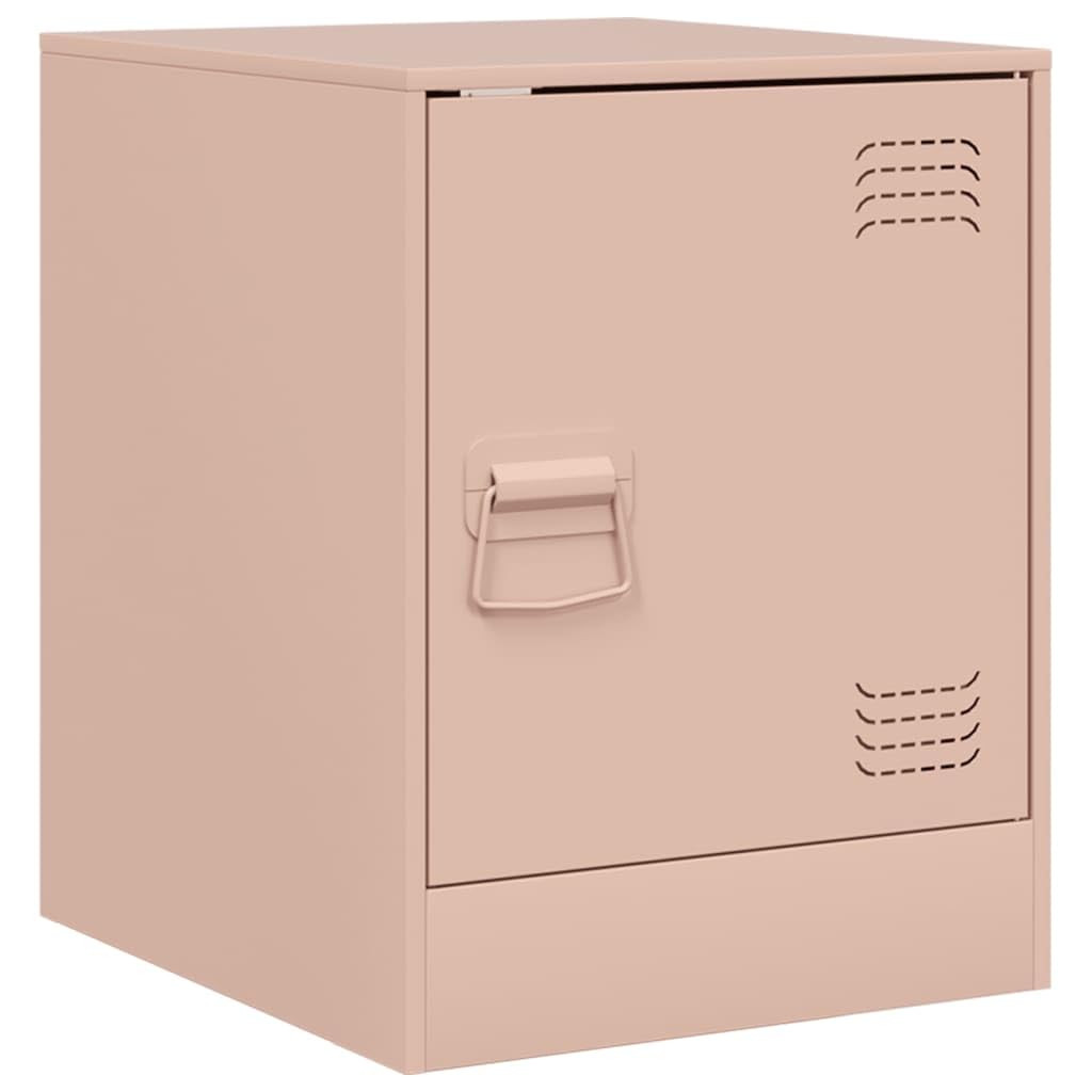 Table de Nuit Fluide Rose pour Chambre et Salon, Petit Meuble de Rangement en Métal
