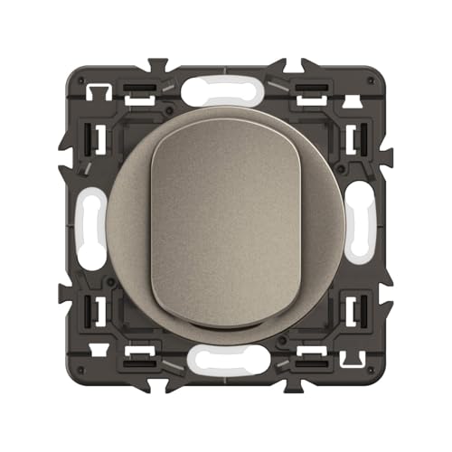 LEGRAND - Interrupteur Poussoir lumineux (voyant fourni) - 6A - Commande d'Eclairage Complète - Prêt à Installer à compléter avec une Plaque - Titanium