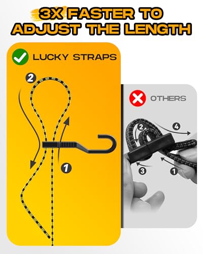 Image of 12 inch Flat Adjustable Bungee Cords with Hooks, 3X Faster to Adjust the Length