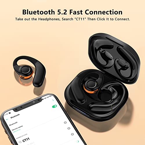 Koobesthy Open Ear Headphones 100H Playtime Wireless Earbuds With Ear Hooks Bluetooth 5.2 Ipx5 Waterproof Sweatproof Bluetooth Earbuds Dual 16.2Mm Dynamic Drivers Touch Control Sport Earbuds #TOP4