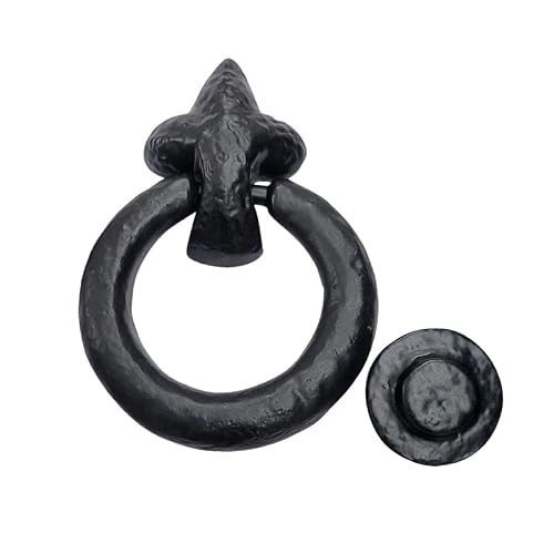 Adonai Hardware"Molid" Antique Heavy Duty Cast Iron Front Entry Sturdy Stylish Ring Door Knockers (Matte Black) for Vintage Wooden Barn Shed Doors, Gates, Fences, Furniture and Farmhouse