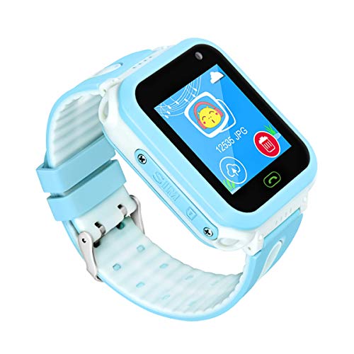 Reloj inteligente para niños con GPS impermeable IP67 para niños, reloj de teléfono para todos los pequeños con despertador (azul) Cover