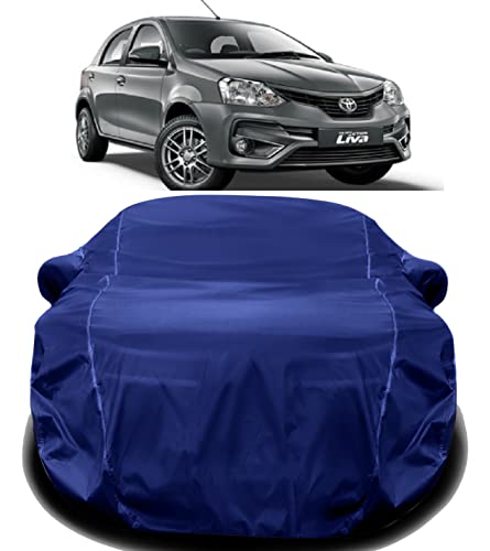 Image of AUCTIMO Triple Stitched Fully Elastic Ultra Surface Body Protection Waterproof and Dust Proof Car Cover for Etios Liva (Navy Look)