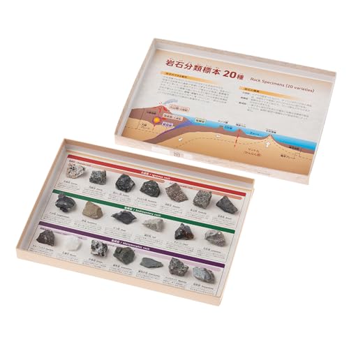 Oherikosha Book Type Specimen Set, 20 Types of Rock Classification Specimens