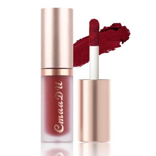 Image of evpct 1Pcs Dark Sexy Red Matte Liquid Lipstick Lip Gloss Glossy Set for Black Women 24 Hour Silky Velvet Lipstick labiales matte larga duracion mate 24 horas originales 06#