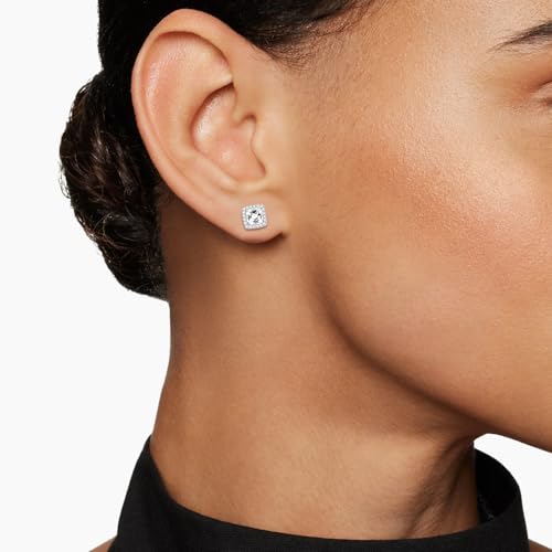 Image of NEWITIN 2 Pairs Silver Stud Earrings for Women Hypoallergenic Earring Stainless Steel Inlaid Cubic Zirconia Studs Earring Diamond Halo Stud Earrings for Women Men