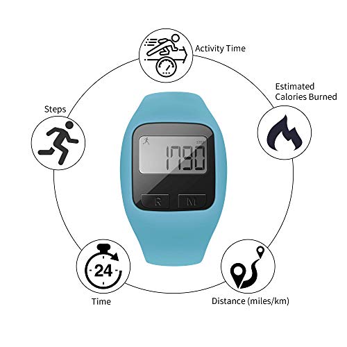 BATAUU Fitness Tracker, 3D Digital Watch Pedometer for Walking & Running, Simply Operation, Accurate Step Counter,Walking Distance Miles & Km, Calorie Counter, Activity Time (Blue)