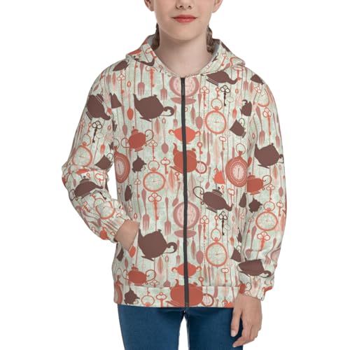 Tea Theme Kids Pullover Hoodies Boys Zip Up Sweatshirts Girls Athletic Clothes with Pocket3