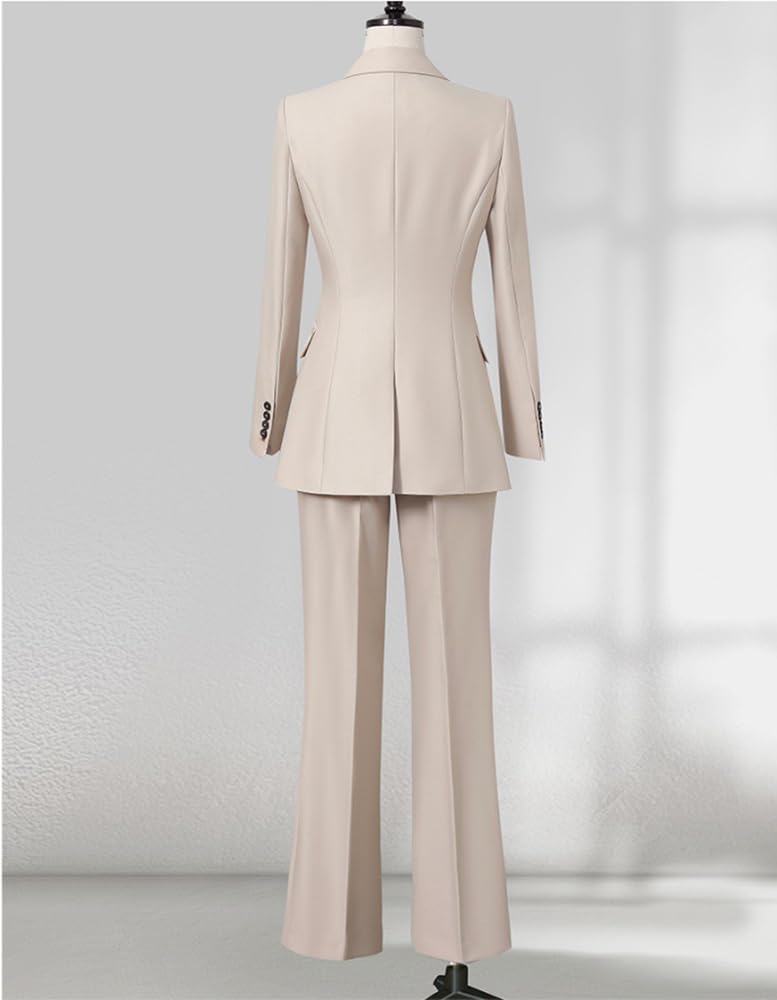 Donna Abito Tre Pezzi Giacca a Un Bottone Gilet a Doppio Petto Pantaloni da Smoking Business Casual