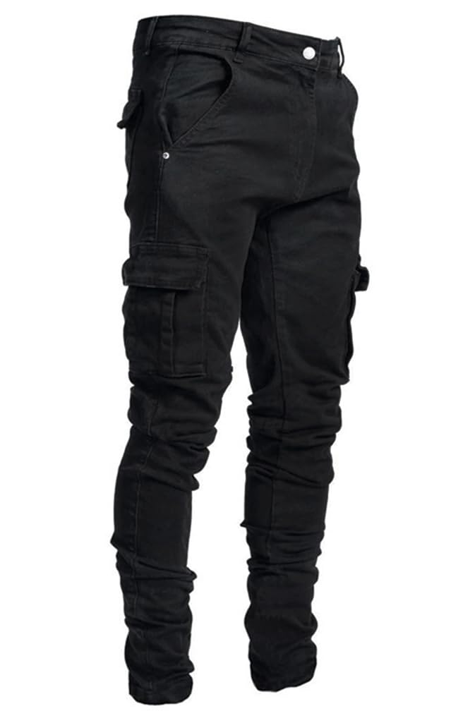 Kengue Men's Slim Fit Ripped Distressed Straight Fit Jeans - 44 - 857 Black