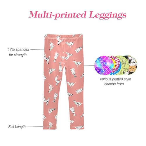 CaTaKu Girls Leggings Cute Spotted Dalmatian Leggings for Girls Kids Athletic Workout Yoga Pants Size 4-10T4