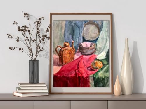 Théière en cuivre tableau aquarelle pour mur vide de cuisine