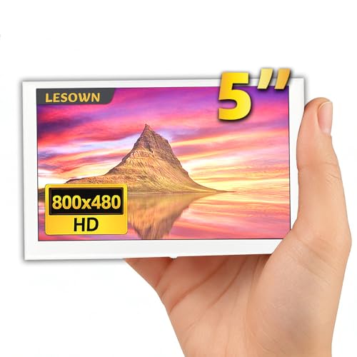 Image of 5 Inch Mini Secondary Display 800x480 IPS LCD Small Auxiliary Monitor Portable Screen for PC Laptop Raspberry Pi Xbox Switch Windows White Aluminium