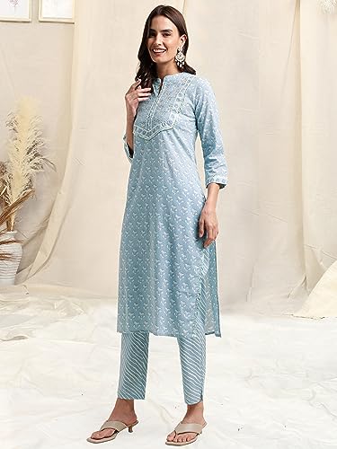 Image of MIRCHI FASHION Women's Straight Fit Pure Cotton Printed Kurta Set with Dupatta and Trouser