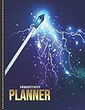  Productivity Planner: Magic Wand Blue Crystal Art / Undated Weekly Organizer / 52-Week Life Journal With To Do List - Habit and Goal Trackers - Personal Calendar / Large Time Management Agenda Gift