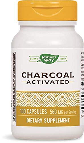 Nature's Way Charcoal Activated; 560 mg Charcoal per serving; 100 Capsules (Packaging May Vary), Pack of 2