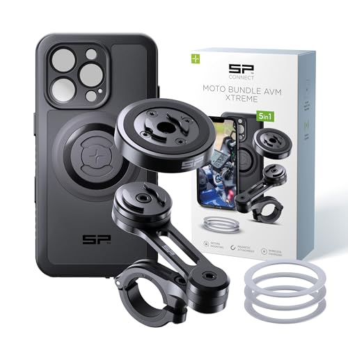 SP CONNECT Moto Bundle II AVM Xtreme | SPC+ | Compatible con iPhone 16 Pro | Soporte de teléfono móvil para moto bicicleta ciclomotor Scooter | Gadget Soporte para GPS