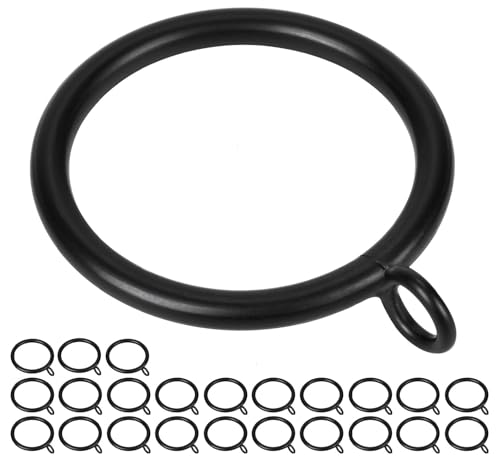 1.5-Inch Inner Diameter Metal Curtain Rings with Eyelets,Fits Up to 1 1/4-Inch Rod Wire Diameter 4.5mm (Black-24pcs)