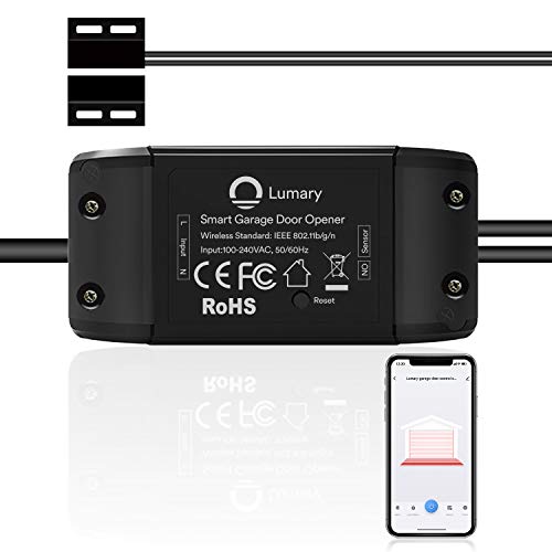 Lumary Smart Garage Door Opener Compatible with Alexa and Google Assistant, Wi-Fi Control, Message Notification Modes, No Hub Required.