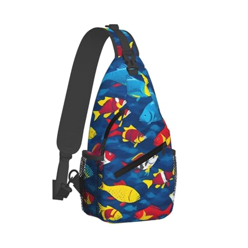 Mochila bandolera estampado tiburón unisex para viajes miniatura 2