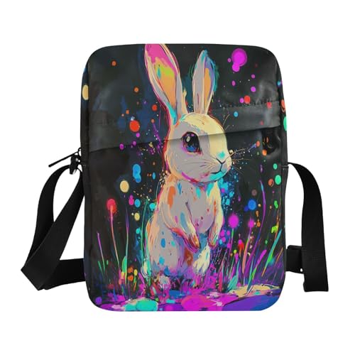 crossbody messenger bag Crossbody Small Bags For Women small crossbody purse Adjustable Strap for work work - Dwarf Rabbit Dripping Paint