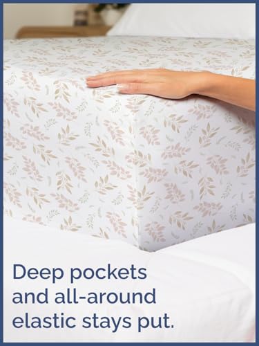 Image of Kids Twin Size Leaves Bed Sheets - 3 Piece Kids Leaves Sheet Set | Leaves Themed Bedding, Ultra-Soft, Cute & Cozy, Breathable & Machine Washable, Kids Bed Set for Boys, Girls, Teens & Toddlers