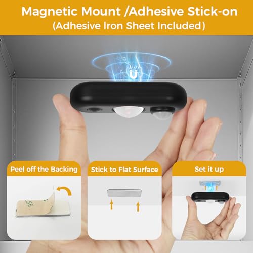 Image of LED Motion Sensor Puck Lights, Small Rechargeable Under Cabinet Light, Dimmable Daylight White Closet Lights, Wireless Under Cabinet Lighting for Drawer, Kitchen (8 Pack)