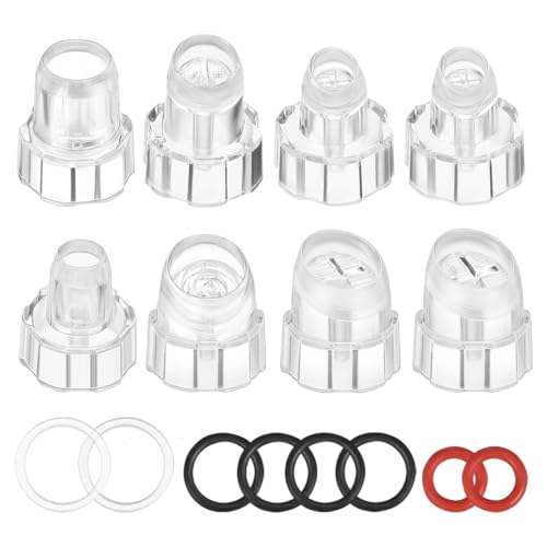 Ipetboom 8pcs Plastic Hydro Facial Machine Tips Heads for Water Oxygen - Beauty Cleaning Suction Machine Replacement Parts Skin Care Aqua Peeling Caps, 1.65cm/0.65in interface inner diameter