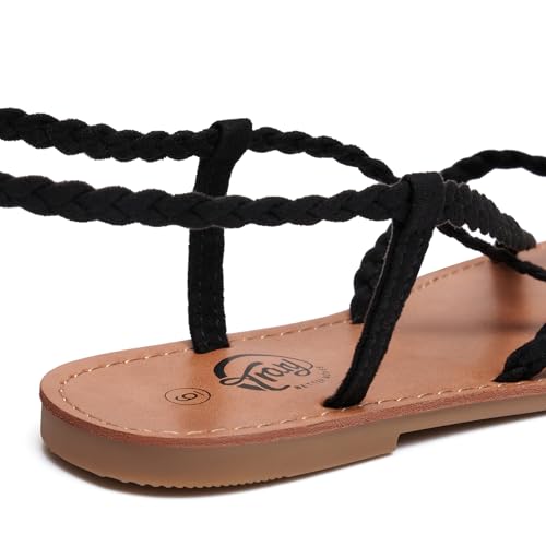 Image of Trary Sandals Women, Lace Up Sandals for Women, Sandals for Women Dressy Summer, Open Toe Gladiator Sandals, Flat Sandals for Women Dressy, Beach Sandals for Women, Summer Sandals for Women 2023