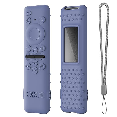 Image of Oboe Silicone Tv Remote Cover Compatible with Samsung Smart Tv Remote 2023 Model TM-2360 E Protective Key Cover Case with Lanyard (D-Lavender Grey)