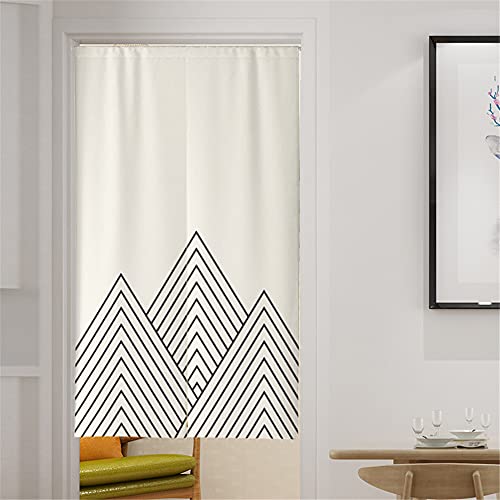Hiseng Cortina de Puerta Cafetería Moderno para Decoración Hogar, Japonesa Noren, Cortina de Puerta Estilo Escandinavo, Cocina de Dormitorio Media Cortina de Puerta (Nórdico Blanco,90x150cm)