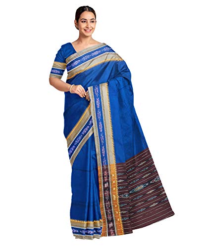 Image of Odisha Sambalpuri Handloom Ikat Women's Cotton Saree, Odisha Handloom Handmade Pure Cotton Khandua Saree, Ikkat Orissa Traditional Handloom Saree Without Blouse