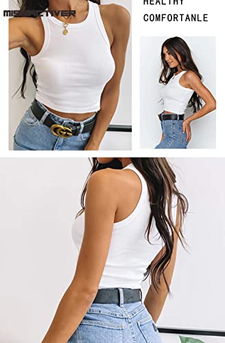 MISSACTIVER Women Basic Sleeveless Vest Crop Tank Top Casual Crew Neck Binding Crop Top3