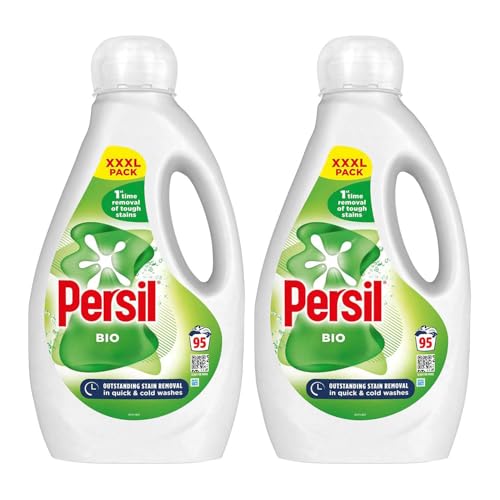 Persil XXXL Washing Liquid Detergent Outstanding Stain Removal Quick and Cold Wash Tough on Stains Gentle Next to Sensitive Skin 95 Washes 2.565 Litre (Pack of 2 Bio)