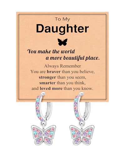 Image of Hypoallergenic Butterfly Hoop Earrings for Granddaughter /Daughter