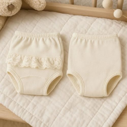 BABIDU Girl's Braguita Bebe Volante Puntilla Unterwäsche-Set, Beige (Beige 4), 80