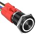 APIELE 16mm Latching Push Button Switch 12V DC On Off Black Shell with LED Angel Eye Head for 0.63" Mounting Hole with Wire Socket Plug Self-Locking (White/Black Shell)