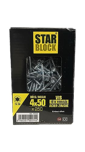 Vis bois/agglo Starblock Torx 4x50 250pcs