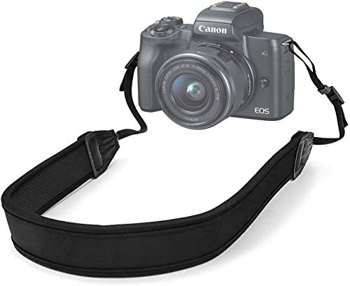 EDWEE Camera Strap, Adjustable Anti-Slip Elastic Neoprene Shoulder Neck Strap for Most Canon Nikon Sony DSLR Cameras and Binoculars, Black