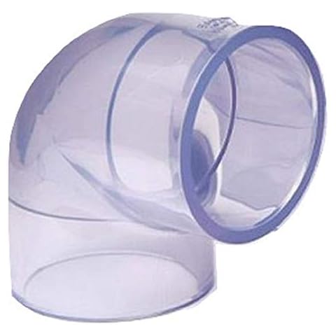 Clear PVC Pipe Fitting (bluish tint): 90 Degree Elbow, Schedule 40/80, 3/4 Inch PVC Pipe Socket (1.05 Inch ID) Cover