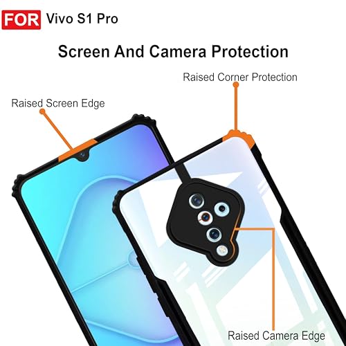 Image of Zapcase Back Case Cover for Vivo S1 Pro | Compatible for Vivo S1 Pro Back Case Cover | 360 Degree Protection Back Cover | Clear Case with Camera Protection | (TPU + PC | Matte Black)