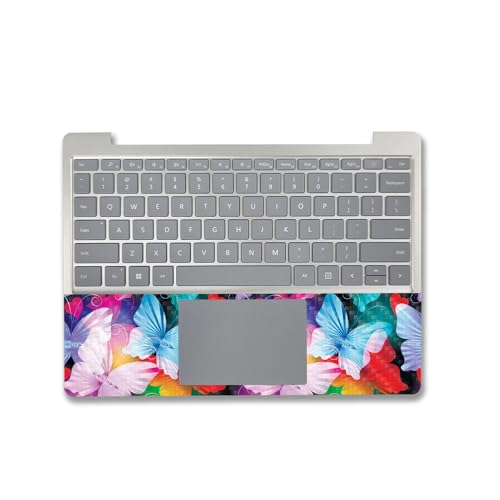 Image of MightySkins Carbon Fiber Skin Compatible with Microsoft Surface Laptop Go 3 (2023) Full Wrap Kit - Prismatic Butterflies | Protective, Durable Textured Carbon Fiber Finish | Made in The USA
