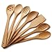 Healthy Cooking Utensils Set - 6 Wooden Spoons For Cooking – Natural Nonstick Hard Wood Spatula and Spoons – Uncoated and Unglued – Durable Eco-friendly and Safe Kitchen Cooking Tools.