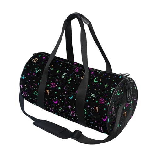 Bright Stars Zodiac Signs Duffel Bags Gym Bag Round Sports Bag Canvas Travel Luggage Overnight Bags for Men Women
