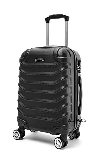 R.Leone Valigia Trolley Rigido Grande 8 ruote in ABS 2026 (Grigio, L Grande)