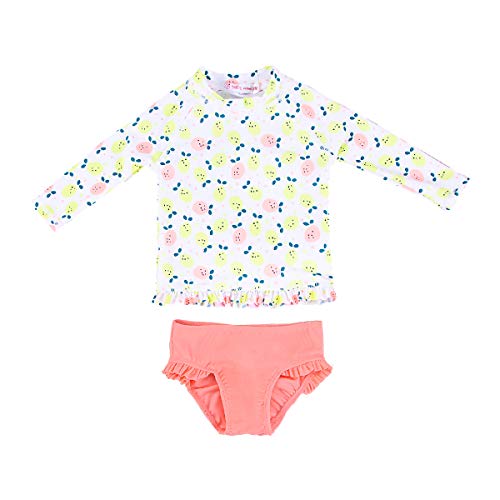 CM C&M WODRO Toddler Baby Girl Rash Guard Swimsuit Two Piece Long Sleeve Lemon Print Ruffle Bathing Suit Swimwear