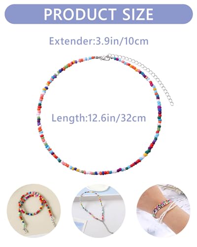 6 Pcs Choker Necklaces - Colorful Tiny Seed Beaded Necklace Boho Choker - Cute Beach Chain Jewelry for Women3