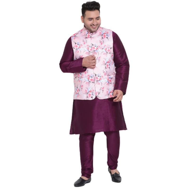Image of hangup 3pc Kurta Pajama Basket New 3pc 10ADarkPurpleSILKKP Par