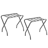 SONGMICS Metal Folding Luggage Rack, Pack of 2, Gray URLR64GS-2